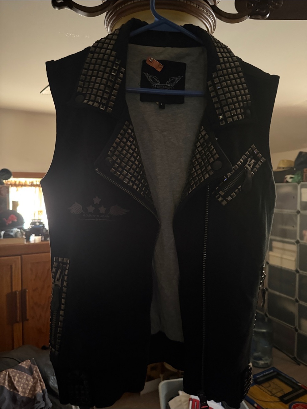 Robin's Jean Black Studded Sleeveless Moto Vest